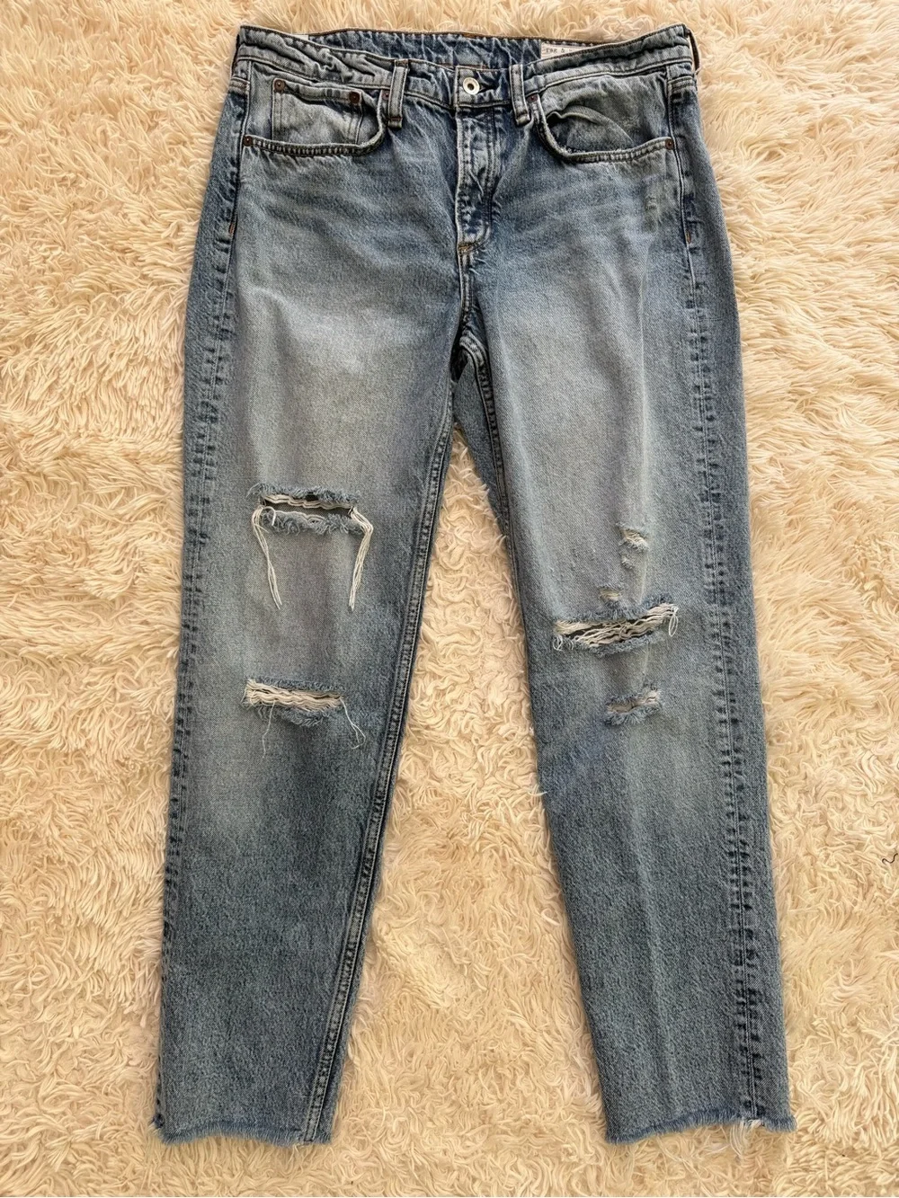 Rag & Bone Alex High Rise Straight Distressed Jeans Dana Point Wash 29